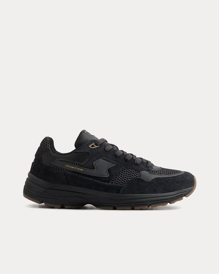 Stepney Workers Club Amiel S-Strike Geo-Merged Suede Tech Black Low Top Sneakers - 1