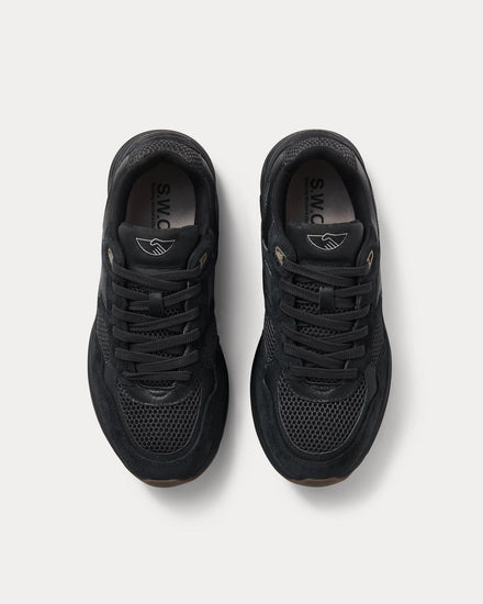 Stepney Workers Club Amiel S-Strike Geo-Merged Suede Tech Black Low Top Sneakers - 2