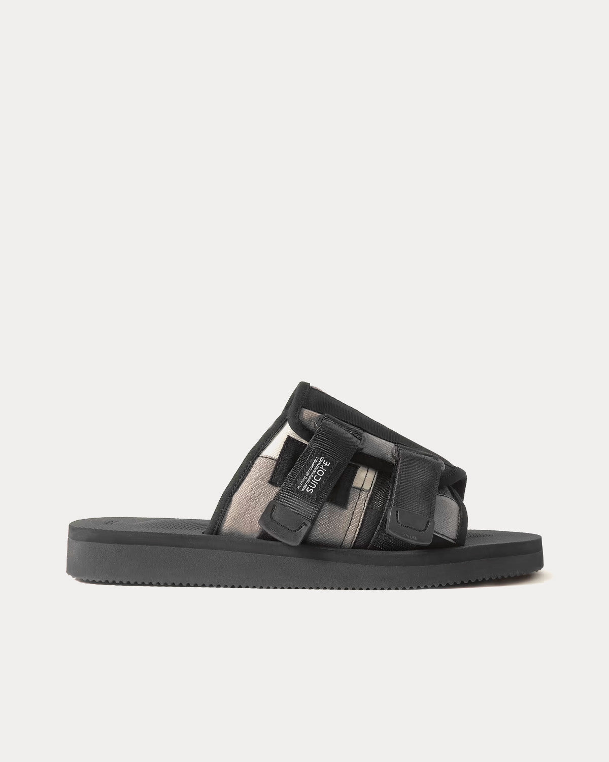 Suicoke Men's KAW-VS Webbing and Suede-Trimmed Denim Black Sandals