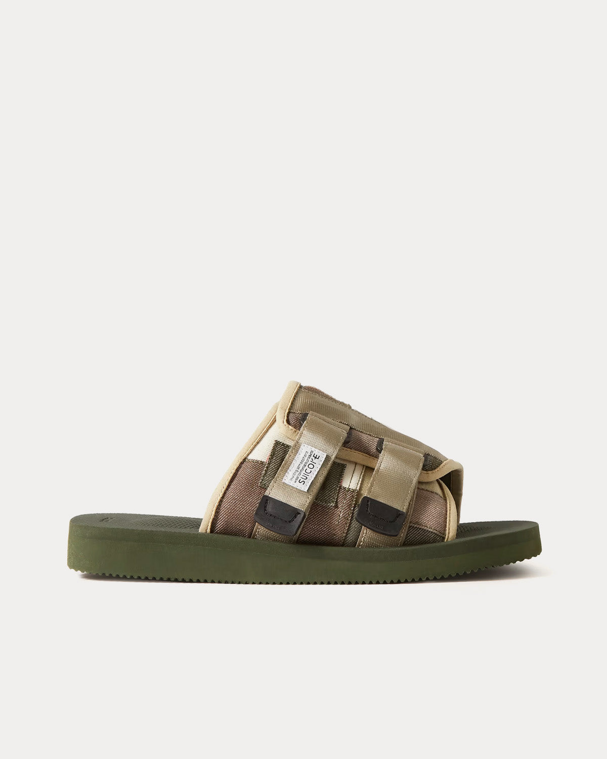 Suicoke Men's KAW-VS Webbing and Suede-Trimmed Denim Green Sandals