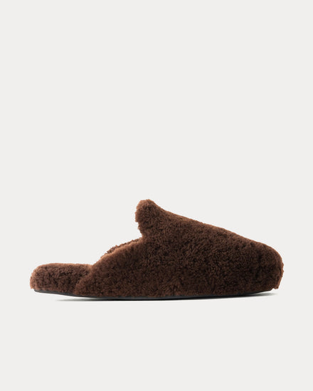 Tekla x Auralee Shearling Brown Slippers - 1