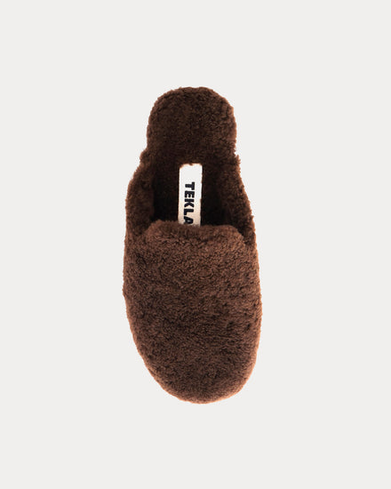 Tekla x Auralee Shearling Brown Slippers - 2