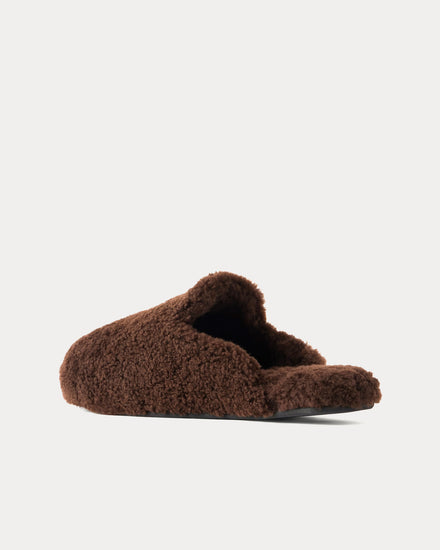 Tekla x Auralee Shearling Brown Slippers - 3