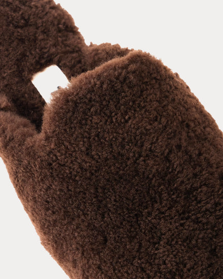 Tekla x Auralee Shearling Brown Slippers - 4