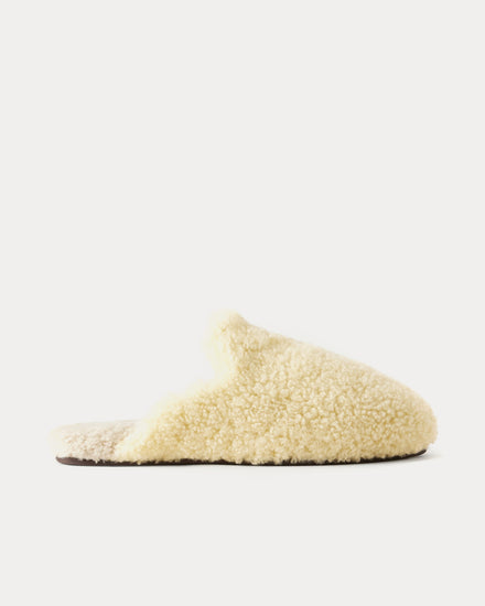 Tekla x Auralee Shearling Cream Slippers - 1