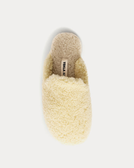 Tekla x Auralee Shearling Cream Slippers - 2