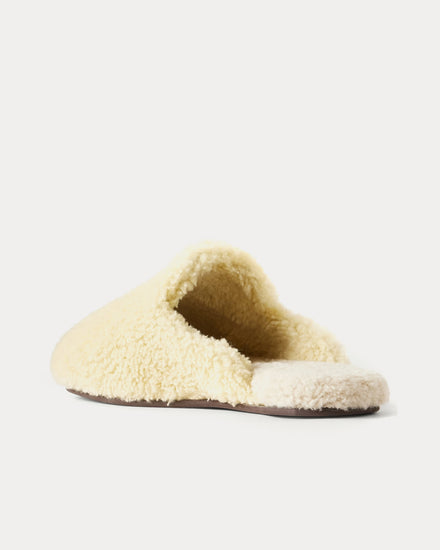 Tekla x Auralee Shearling Cream Slippers - 3