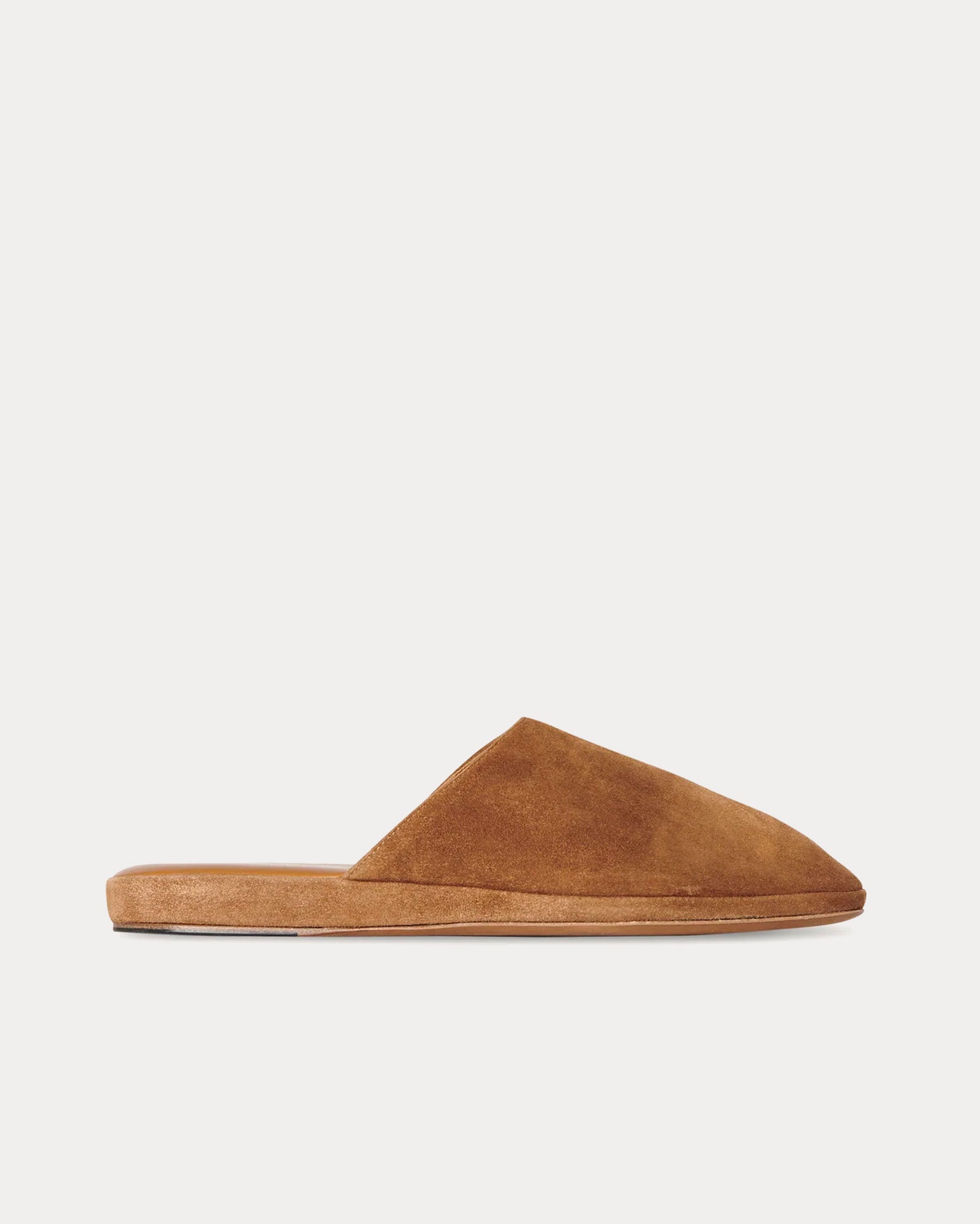 The Row - Franco Suede Chestnut Slippers