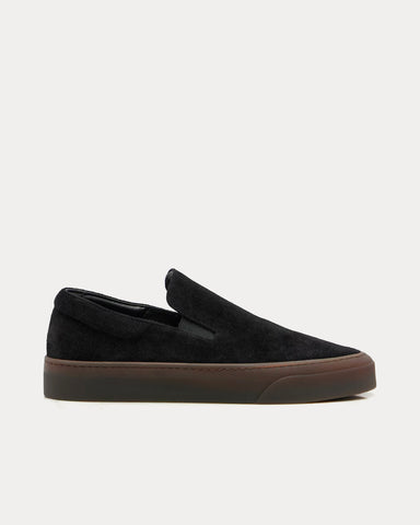 The Row MH Suede Black / Smoked Brown Slip On Sneakers