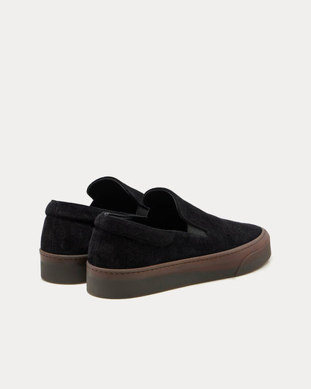 The Row MH Suede Black / Smoked Brown Slip On Sneakers - 4