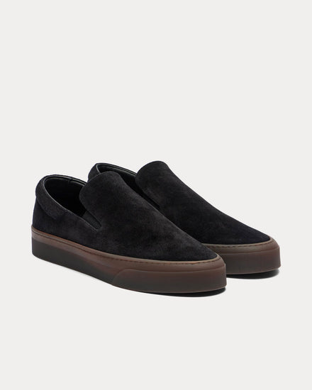 The Row MH Suede Black / Smoked Brown Slip On Sneakers - 3