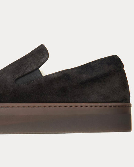 The Row MH Suede Black / Smoked Brown Slip On Sneakers - 5