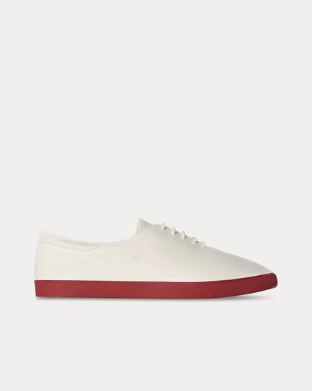 The Row Sam Canvas White / Rubino Low Top Sneakers - 1