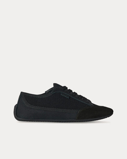 The Row Bonnie Suede & Canvas Black / Black Low Top Sneakers - 1