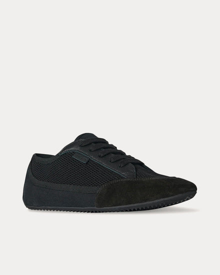 The Row Bonnie Suede & Canvas Black / Black Low Top Sneakers - 3