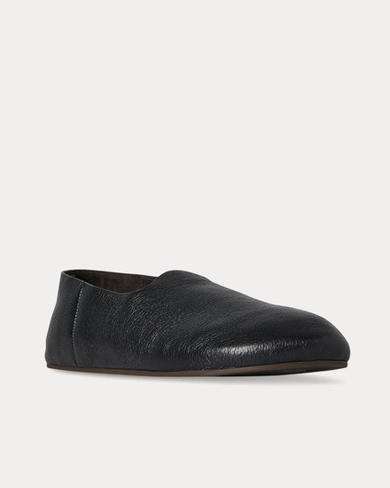 The Row Hugh Leather Black Slip Ons - 3