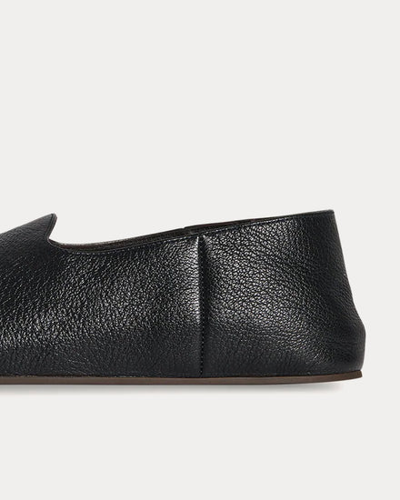 The Row Hugh Leather Black Slip Ons - 4