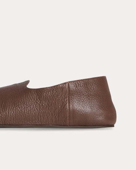 The Row Hugh Leather Light Brown Slip Ons - 4