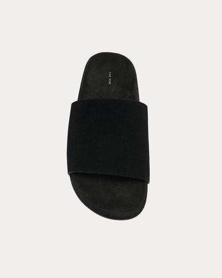 The Row Hugh Suede Black Slides - 2