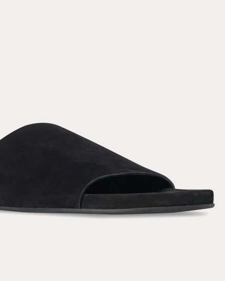 The Row Hugh Suede Black Slides - 3