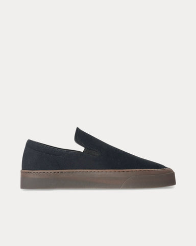 The Row MH Cotton Black / Smoked Brown Slip On Sneakers