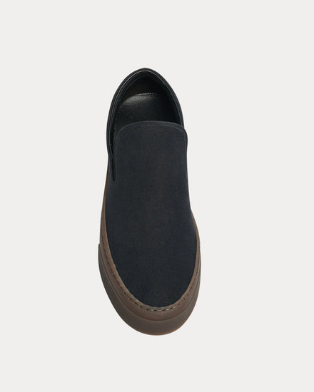 The Row MH Cotton Black / Smoked Brown Slip On Sneakers - 2