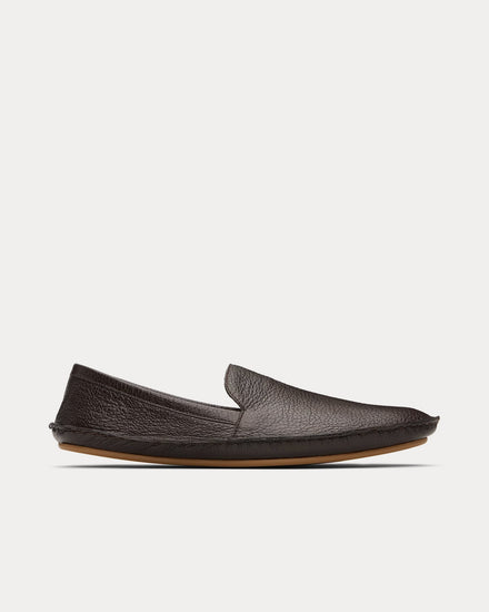 The Row Vasko Leather Lacquer Brown Slip Ons - 1