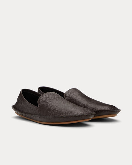 The Row Vasko Leather Lacquer Brown Slip Ons - 2