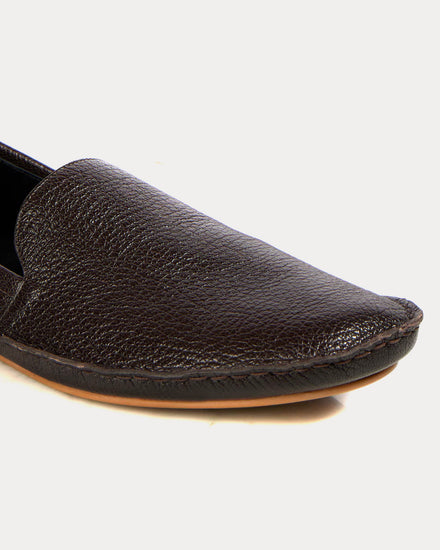 The Row Vasko Leather Lacquer Brown Slip Ons - 3