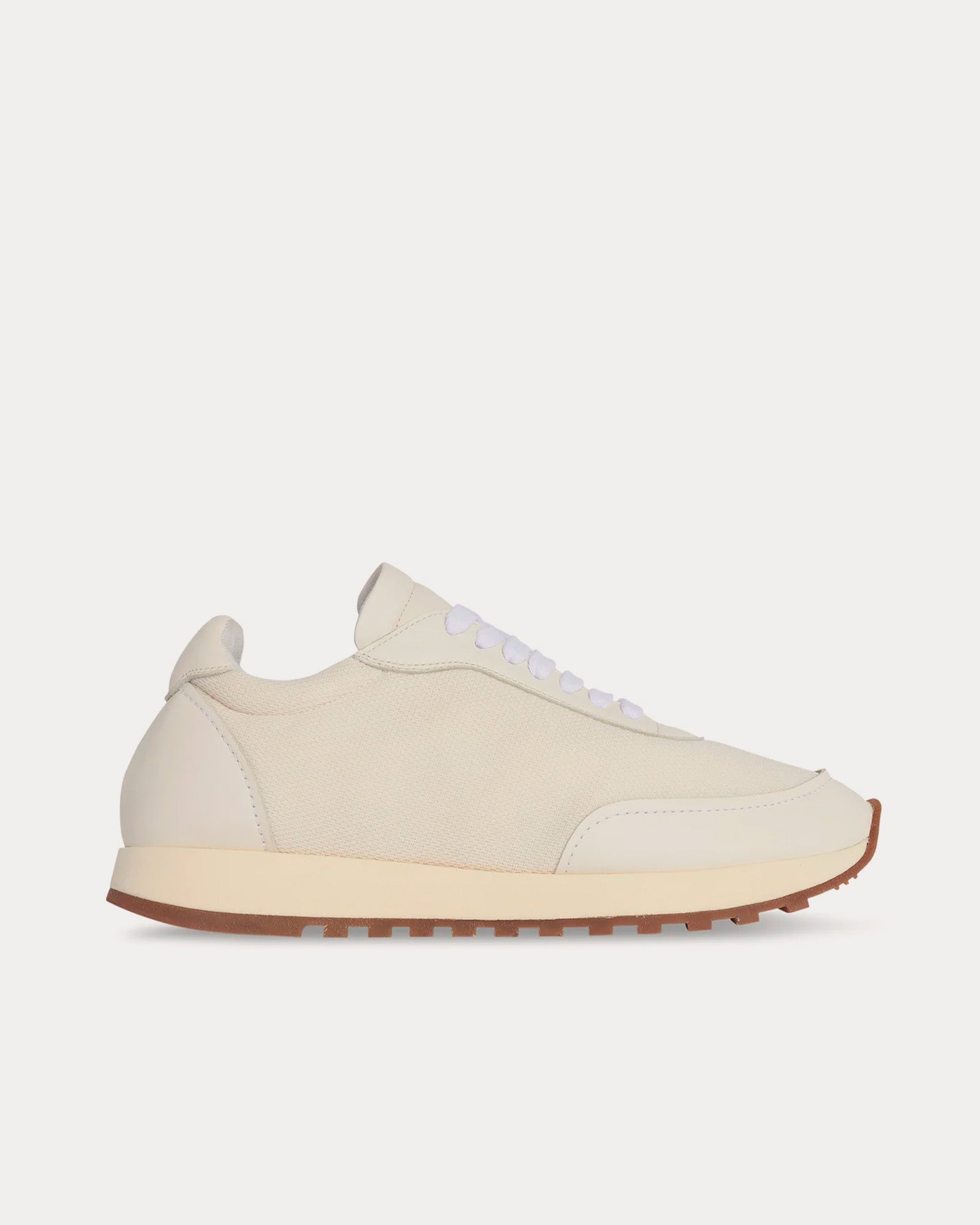 The Row - Owen Runner Leather & Nylon Milk / White / Brown Low Top Sneakers