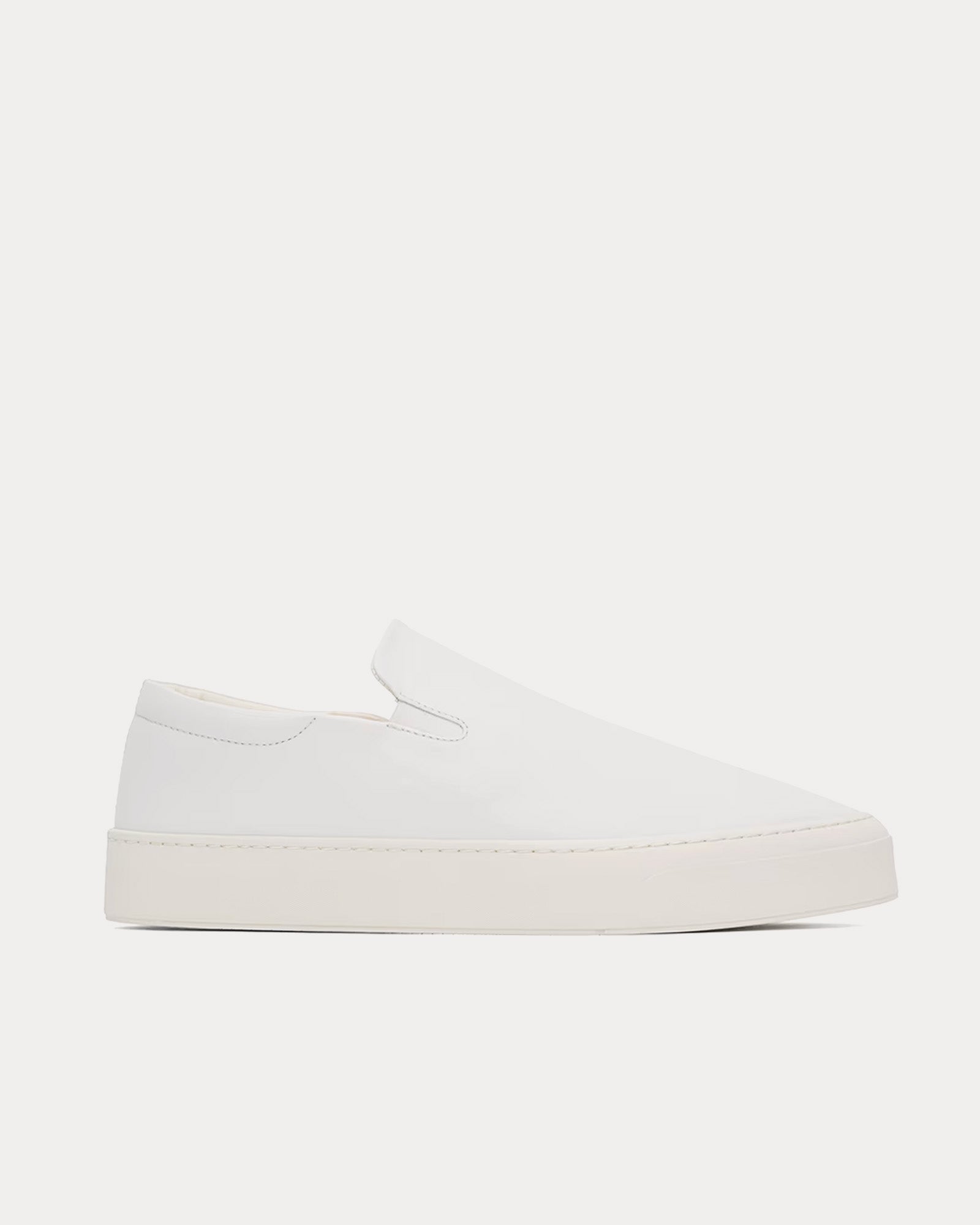 The Row - Dean Leather White Slip On Sneakers