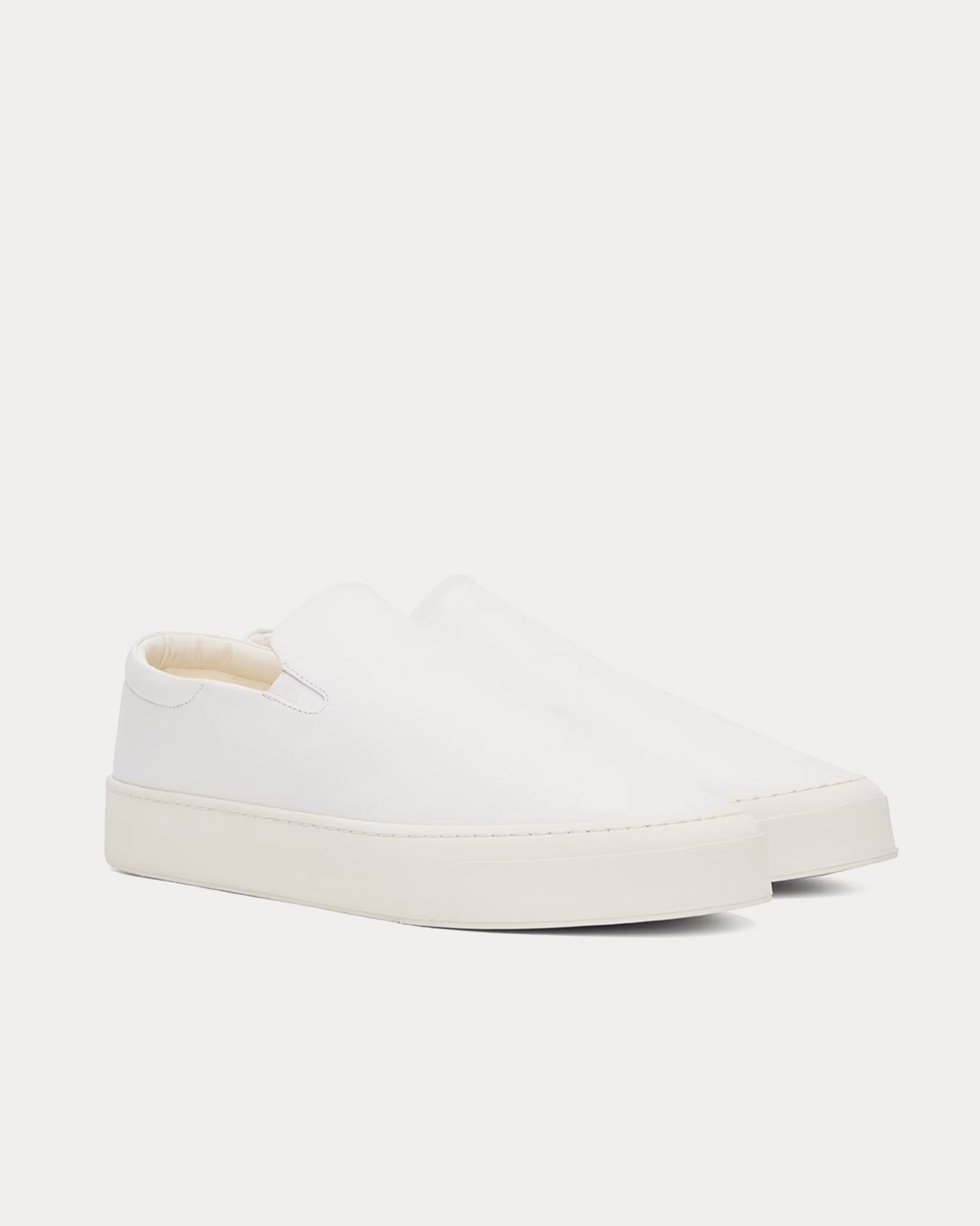 The Row - Dean Leather White Slip On Sneakers