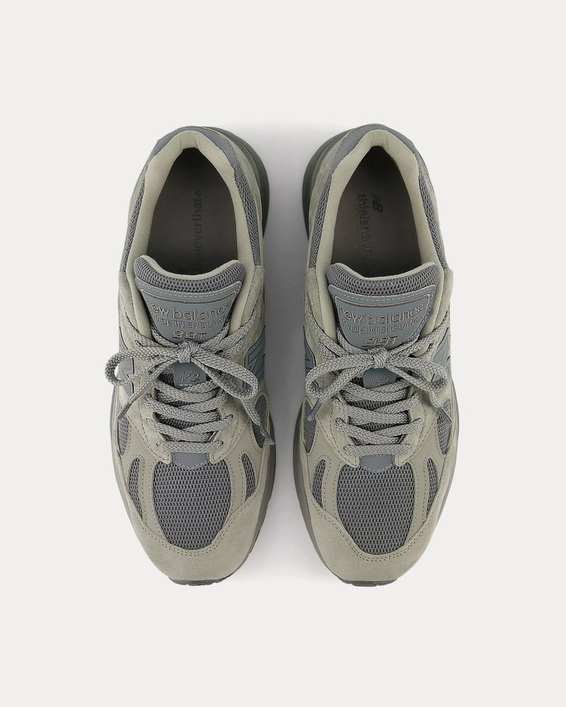 New Balance x thisisneverthat MADE in UK 991v2 Rock Ridge / Moon Mist / Sedona Sage Low Top Sneakers - 2