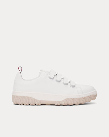 Thom Browne Court 4-Bar Velcro Vitello Calf White Low Top Sneakers