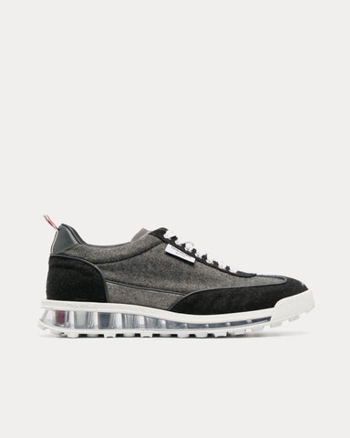 Thom Browne Tech Runner Clear Sole Wool Flannel Grey / Black Low Top Sneakers