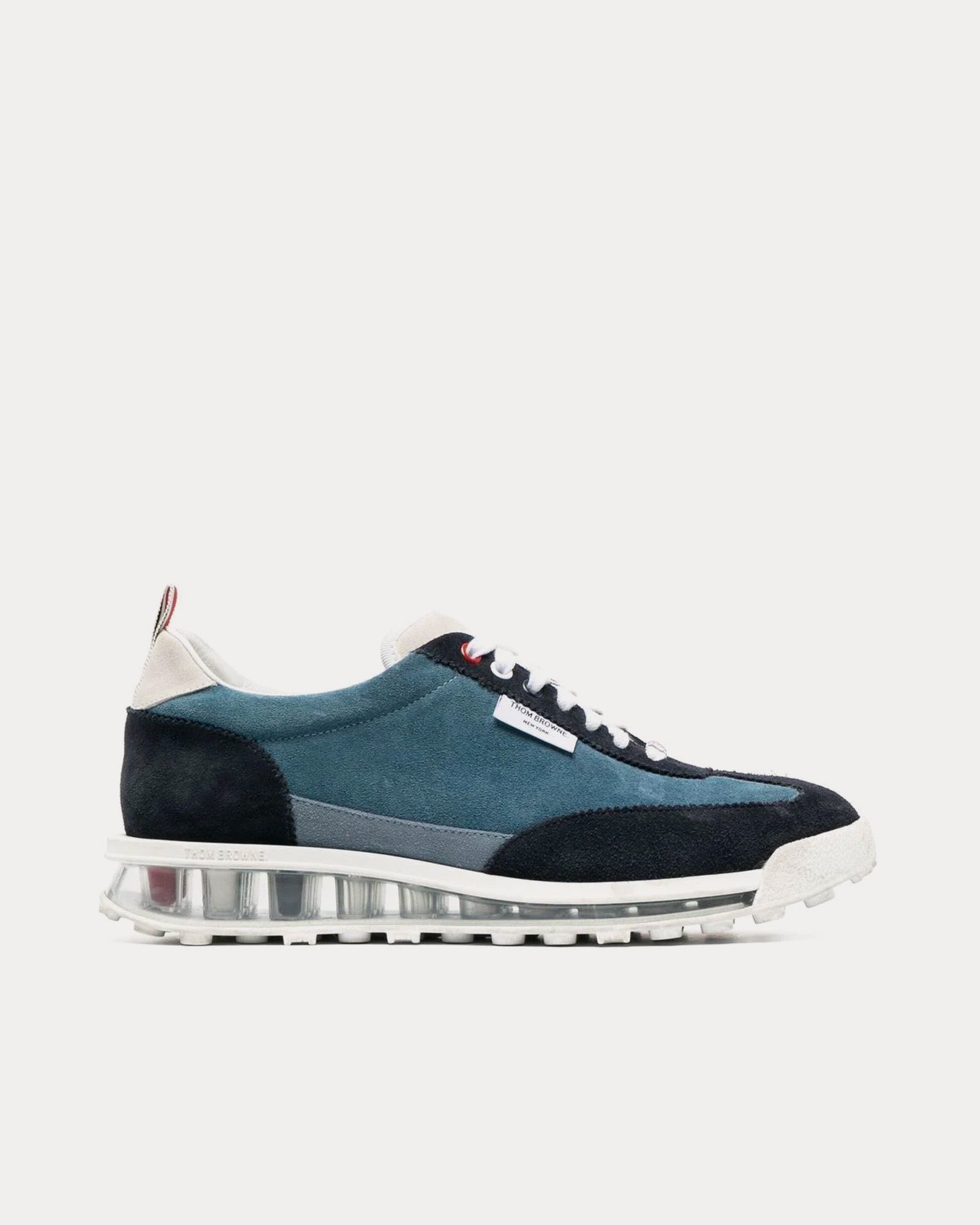 Thom Browne Men's Tech Runner Clear Sole Suede Tonal Blue
