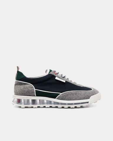 Thom Browne Tech Runner Clear Sole Wool Flannel Navy / Grey Low Top Sneakers
