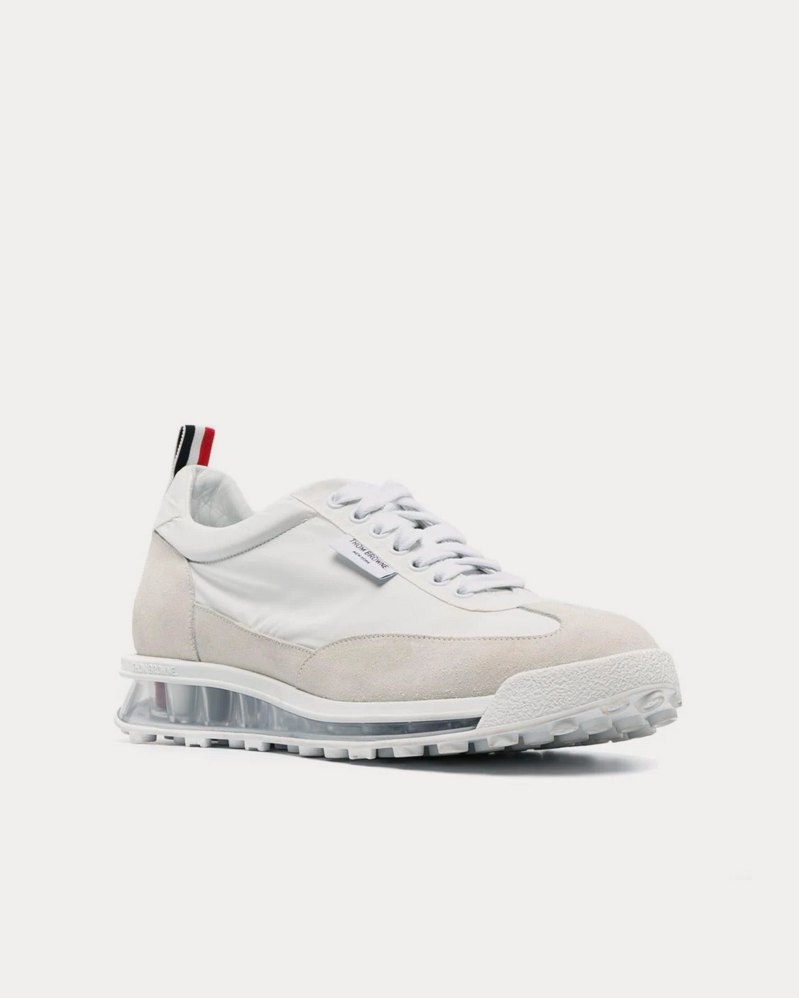 Thom Browne - Tech Runner Clear Sole Nylon White Low Top Sneakers