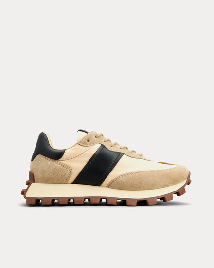 Tod's 1T Suede & Fabric Beige / Off-White / Brown Low Top Sneakers - 1