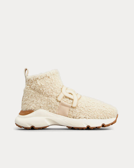 Tod's Kate Bouclé Knit Beige High Top Sneakers - 1