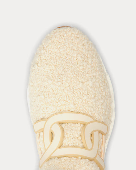 Tod's Kate Bouclé Knit Beige High Top Sneakers - 4