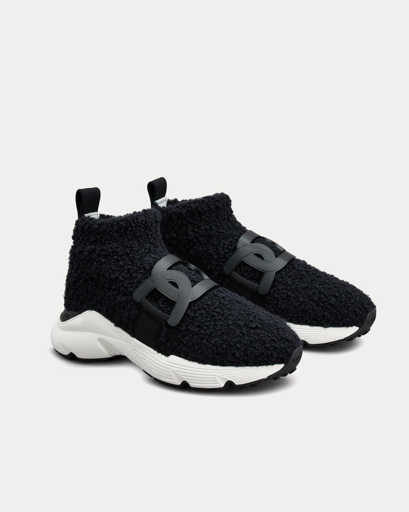 Tod's Kate Bouclé Knit Black High Top Sneakers - 2