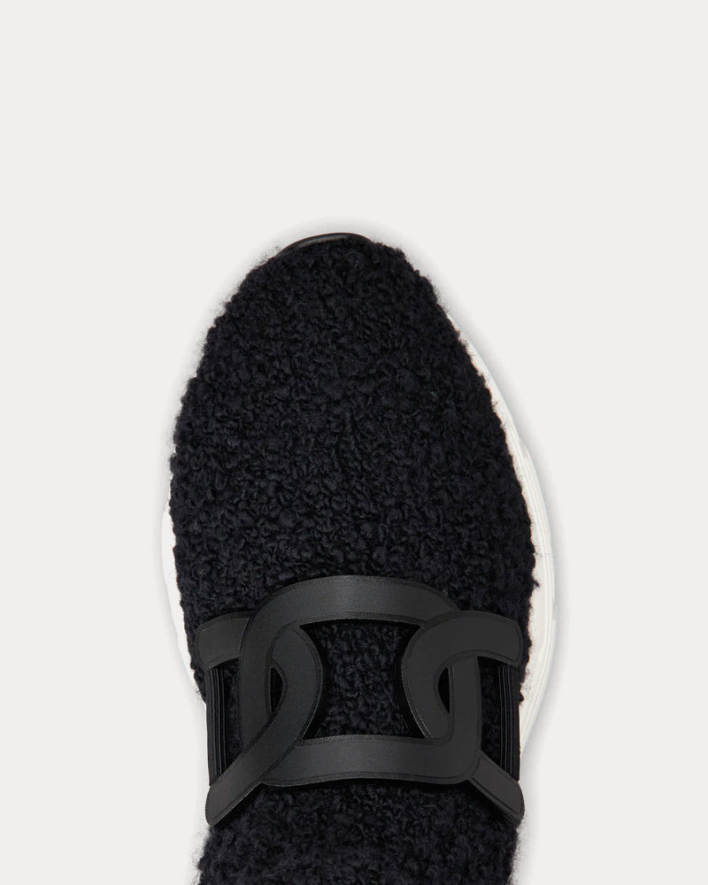 Tod's Kate Bouclé Knit Black High Top Sneakers - 5