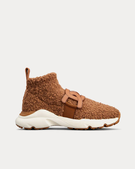 Tod's Kate Bouclé Knit Brown High Top Sneakers - 1