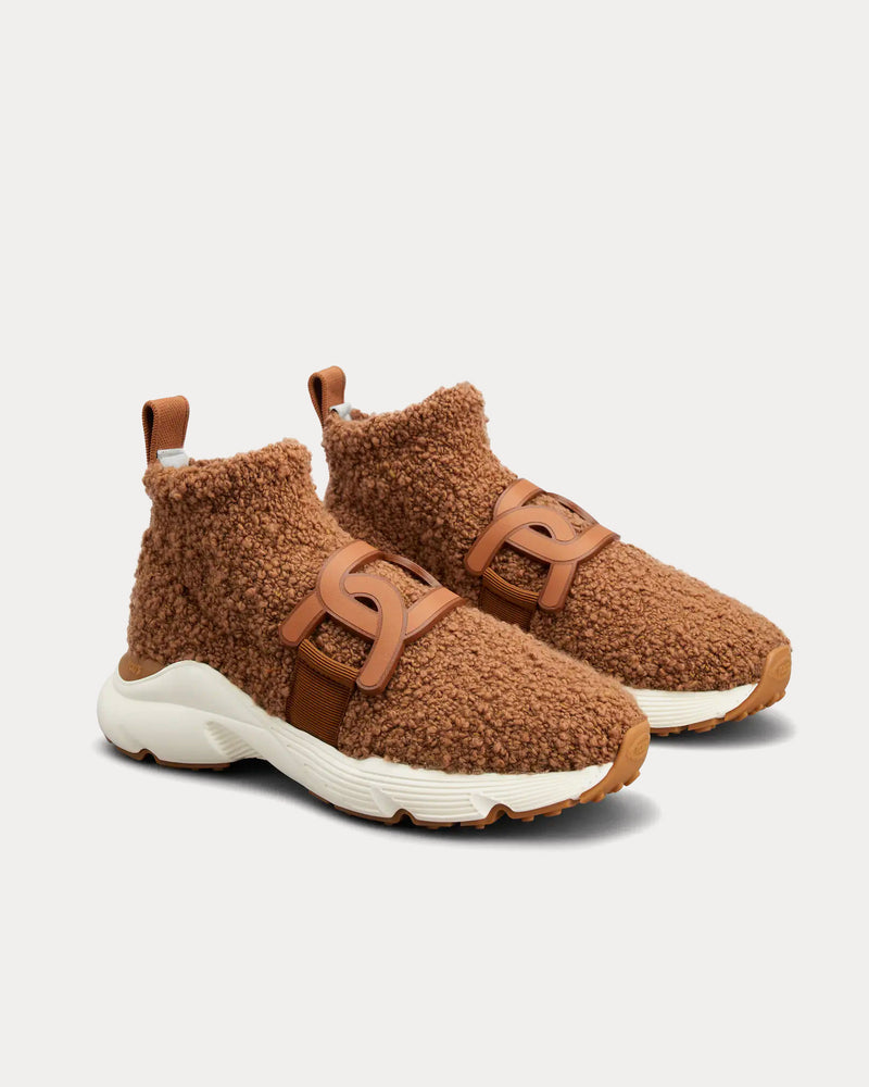 Tod's Kate Bouclé Knit Brown High Top Sneakers - 2