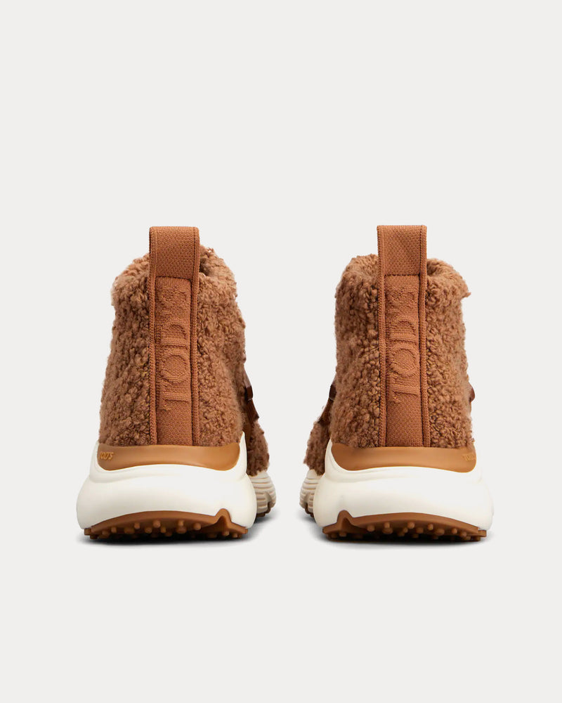 Tod's Kate Bouclé Knit Brown High Top Sneakers - 3