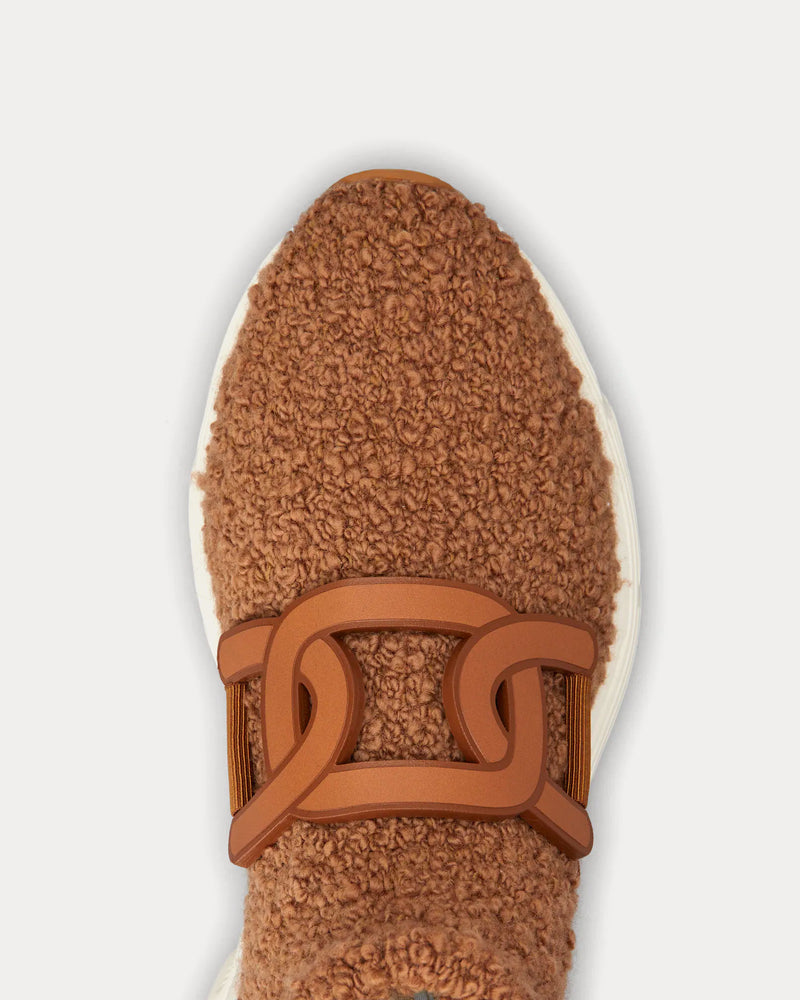 Tod's Kate Bouclé Knit Brown High Top Sneakers - 5