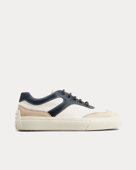 Tod's Leather & Fabric White / Off White / Blue Low Top Sneakers - 1