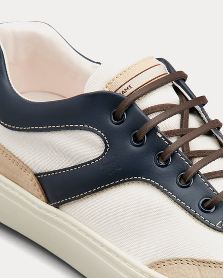 Tod's Leather & Fabric White / Off White / Blue Low Top Sneakers - 4