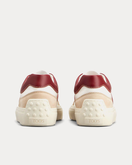 Tod's Leather & Fabric White / Off White / Burgundy Low Top Sneakers - 3